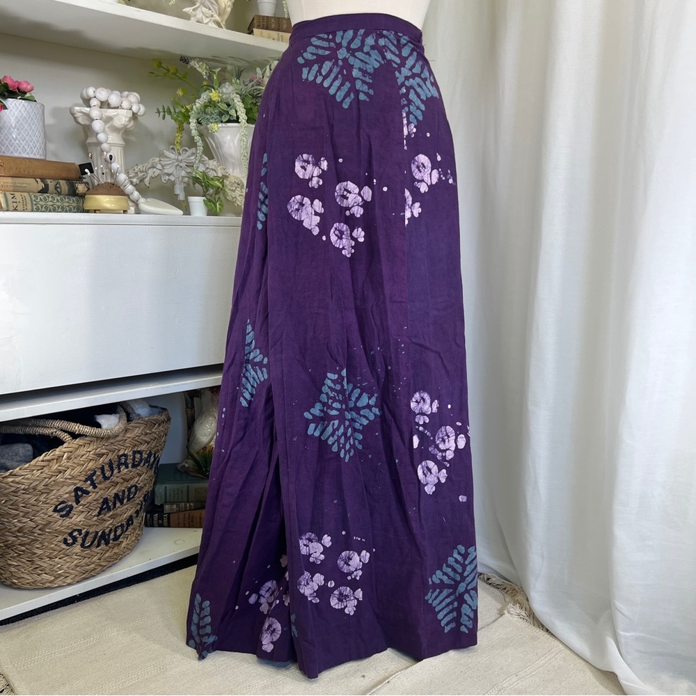 Vintage Early 70s Purple Batik Skirt from India Imports of Rhode Island Inc.